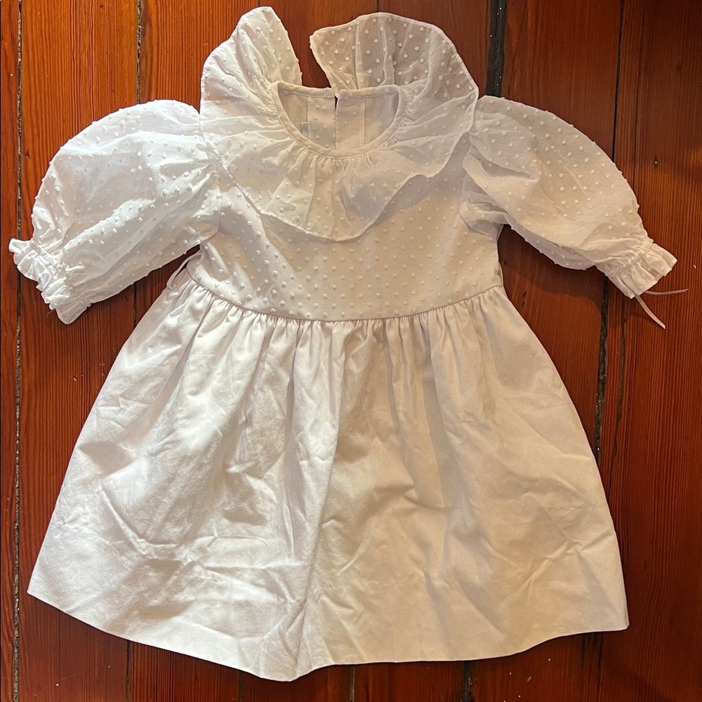 White Ruffled Swiss Dot Dress